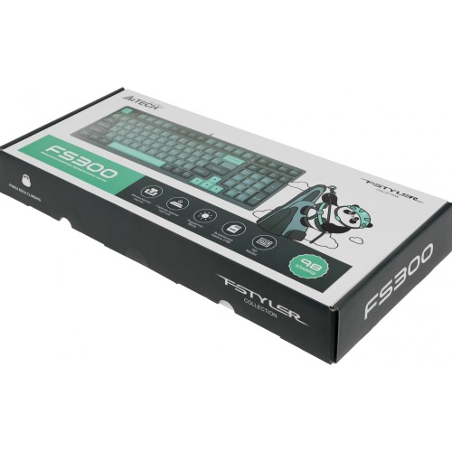Клавиатура A4Tech FS300 PANDA ROCK: Механическая Игровая Клавиатура с LED Подсветкой и USB Подключением (Чёрный/Серый, 1.8м)