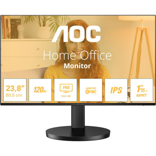 AOC 24B3HA2 23,8 16:9 IPS 1920x1080 100Hz 4ms 250cd 1xVGA 1xHDMI 2Wx2 Internal Black 100x100