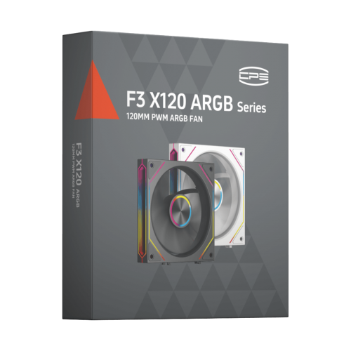 Кулер для корпуса/ Case Cooler PCCooler F3 X120R ARGB WH Reverse (120x120x25mm, 4-pin PWM, ARGB, 54CFM, 28.4dBA, 1800RPM, White) PcCooler