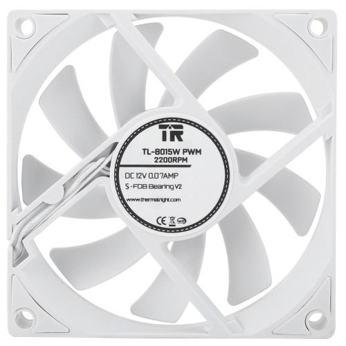 Вентилятор корпусный/ Case Cooler Thermalright TL-8015W (80x80x15mm, 4-pin PWM, 28.4CFM, 23.3dBA, 2200RPM, White)