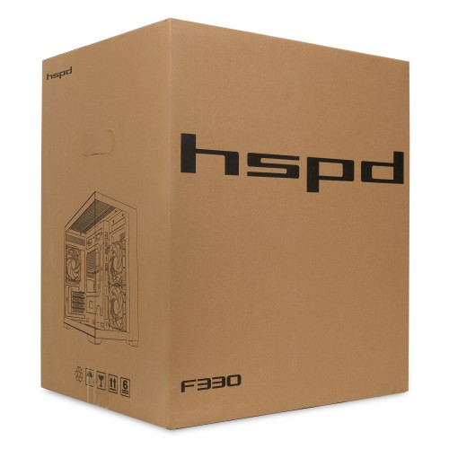 Корпус без блока питания/ Case HSPD F330, Panoramic Mini-tower, Black, TG, 0.5 SPCC, 3x120mm ARGB (FN027) mATX, mITX 160/400/200mm 1x2.5", 2x3.5", 4xPCI 1xUSB-C 3.0, 2xUSB-A1.0 428x280x375mm