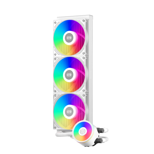 Система охлаждения/ Water Cooling System PCCooler DA360 Pro ARGB WH (300W, 360mm, White, ARGB/ Fans: 3x120mm, 75.8CFM, 33.7dBA, 2200RPM/ Pump height 57mm, 28dBA, 3000RPM, Rad thickness 27mm/ S: 1851, 1700, 1200, 20XX, 115X, AM5, AM4) PcCooler
