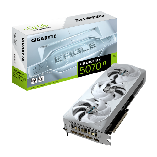 Купить видеокарту Gigabyte GeForce RTX 5070TI 16Gb GDDR7 с PCI-E 5.0 и поддержкой HDMI и DP - GV-N507TEAGLEOC ICE-16GD