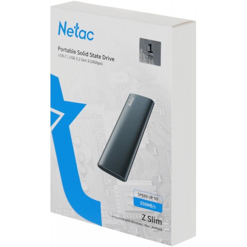 Накопитель SSD Netac USB-C 1Tb NT01ZSLIM-001T-32BK Z Slim 1.8 черный - Высокоскоростное хранилище для ваших данных