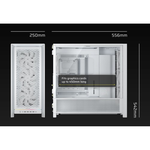 Корпус Corsair 5000D RS High-Airflow White: Midi-Tower без блока питания для E-ATX, ATX, mATX и mITX