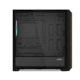 Корпус ПК без блока питания/ Case SAMA Z60 Black, Midi-Tower, TG, 4x140mm ARGB, 2xUSB 3.0 + 1xUSB 3.1 Type-C, E-ATX, ATX, mATX, mITX Black