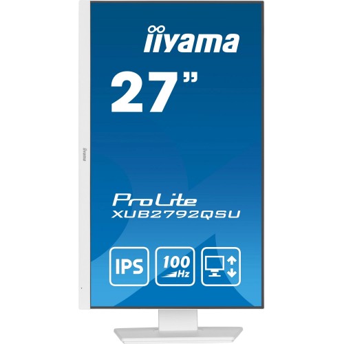 Монитор Iiyama 27" ProLite XUB2792QSU-W6 белый IPS LED 0.4ms 16:9 HDMI M/M матовая HAS Piv 250cd 178гр/178гр 2560x1440 100Hz DP WQ USB 6.1кг