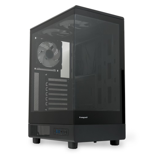 Корпус без блока питания/ Case HSPD F510, Panoramic Mid Tower, Black, TG, 0.5 SPCC, 3x120mm ARGB (Orbis F1) ATX, mATX, mITX 180/280/160mm 1x2.5", 1x3.5", 7xPCI 2xUSB-A 3.0 356x218x467mm HSPD