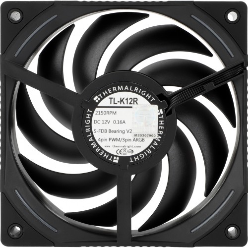 Кулер для корпуса/ Case Cooler Thermalright TL-K12R Reverse (120x120x25mm, 4-pin PWM, ARGB, 69CFM, 27dBA, 2150RPM, Black) Thermalright