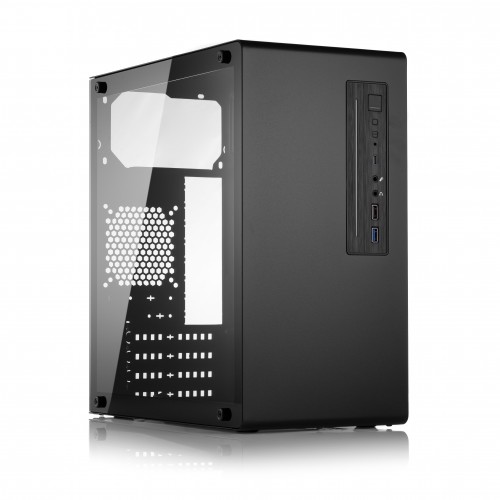 Корпус Foxline FL-728TG без блока питания, mATX, черный с USB 3.0, USB Type-C и ARGB подсветкой