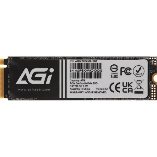 Твердотельный накопитель AGI AI298 4TB M.2 PCIe - Высокая скорость и надежность в цветной упаковке