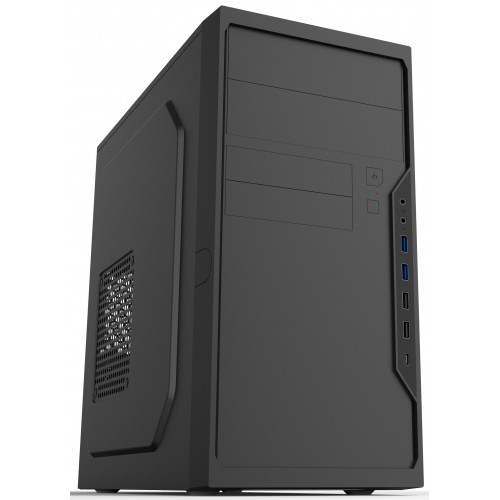 Корпус с блоком питания 450Вт./ Foxline FL-733R-FZ450R-U32C-PH mATX case, black, w/PSU 450W 12cm, w/2xUSB2.0, w/2xUSB3.0, w/1xType-C (USB2.0), w/2xcombo audio, w/pwr cord, w/o FAN Foxline