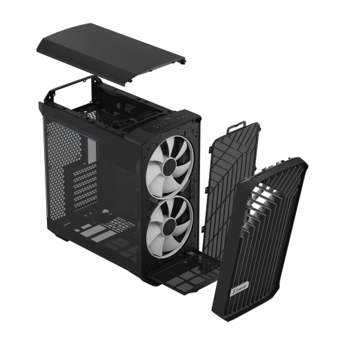 Корпус ПК без блока питания/ Case Fractal Design Torrent Compact RGB TG Light Tint, Midi-Tower, 2x180mm RGB, 2xUSB-A 3.2 + 1xUSB 3.2 Type-C E-ATX, SSI-CEB, ATX, mATX, mITX Black Fractal Design