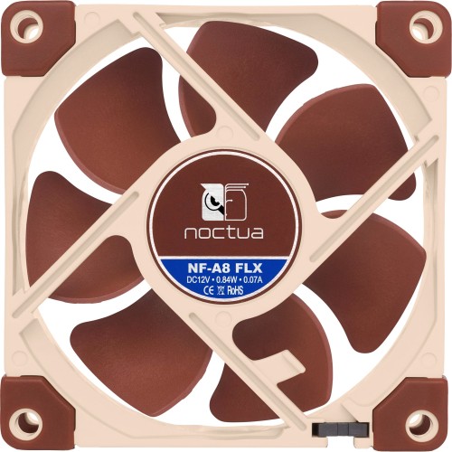 Кулер для корпуса/ Case Cooler Noctua NF-A8 FLX (80x80x25mm, 3-pin, 29.66CFM, 16.1dBA, 2000RPM, Beige/Brown)