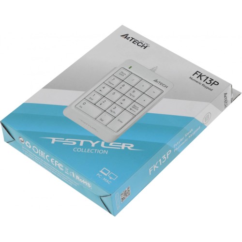 Числовой блок A4Tech FK13P белый USB slim для ноутбука с кабелем 1.5м – идеальное решение для удобного ввода данных