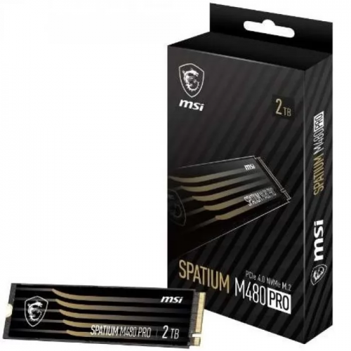 MSI SSD SPATIUM M480 Pro, 2000GB, M.2(22x80mm), NVMe, PCIe 4.0 x4, 3D TLC, R/W 7400/7000, IOPs 1 000 000/1 000 000, DRAM buffer 2048MB, TBW 1400, DWPD 0.38 (5 лет) MSI