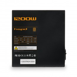 Блок питания/ Power Supply HSPD, 1200W 80+ Gold (ATX, 3.1, PCIe 5.1, Full modular, 1x24(20+4)pin 600mm, 2xCPU 8(4+4)pin 700mm, 2xPCIe*2 8(6+2)pin 550+150mm, 1x12V(2x6) 12+4pin 600W 550mm 3xSATA*3 500+150+150mm, 1xMOLEX4pin*3+FDD 500+150+150+150mm , Active
