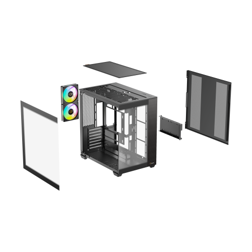 Корпус ПК Ocypus Delta C74 BK ARGB – Midi-Tower с RGB подсветкой, 2xUSB-A 3.0 и USB-C 3.1, совместимый с ATX, mATX, mITX