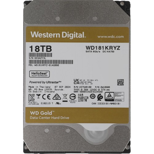 Жесткий диск WD SATA-III 18TB WD181KRYZ Server Gold 512E - 7200rpm, 512Mb, 3.5 для надежного хранения данных
