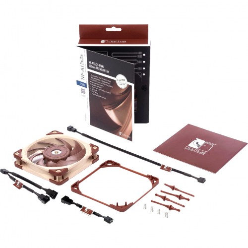 Кулер для корпуса/ Case Cooler Noctua NF-A12x25 PWM (120x120x25mm, 4-pin PWM, 60.09CFM, 22.6dBA, 2000RPM, Beige/Brown)