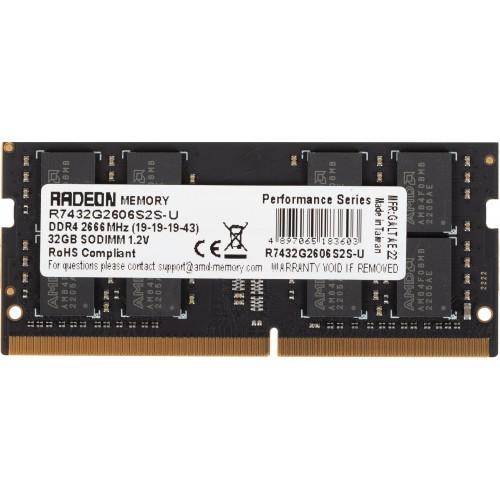 Память DDR4 32Gb 2666MHz SO-DIMM для ноутбуков AMD Radeon R7 Performance Series - Высокая производительность и надежность