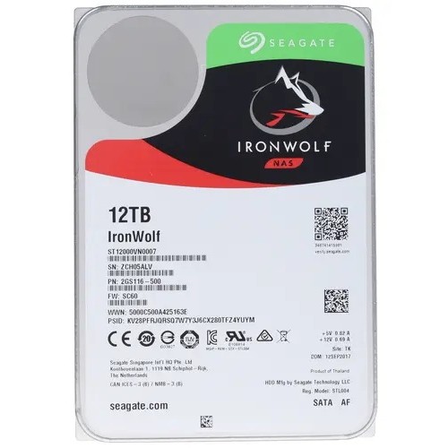 RECERTIFIED 12Tb Seagate IronWolf HDD - SATA 6Gb/s, 7200RPM, 256Mb Cache, 1 год гарантии