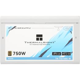 Блок питания ПК/ Power Supply Thermalright, 750W 80+ Gold (ATX, 3.0, PCIe 5.0, Non-modular, 1x24(20+4)pin, 1xCPU 8(4+4)pin, 2xPCIe*2 8(6+2)pin, 5xSATA3, 1x12+4pin (12VHPWR PCIe 5.0 12+4pin 600mm), 3xMOLEX4pin, Active, 120x120mm, 150x140x86mm, APFC, white)
