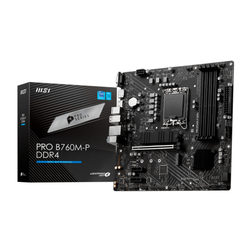 Материнская плата/ MB MSI INTEL B760 s1700, 4xDDR4(128GB), D-SUB/HDMI 1.4/DP, 1xPCIe 4.0x16, 2xPCIe 4.0, 1xLAN, 4xSATA 6Gb/s, 2xM.2, 1xUSB-C, 1xUSB 3.2, 4xUSB 2.0, 2xPS/2, mATX MSI