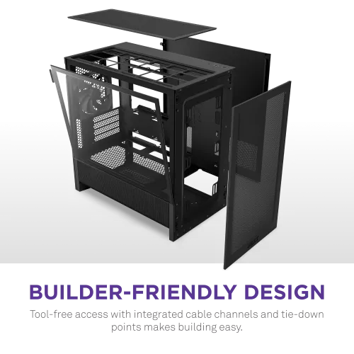 Корпус без блока питания/ Case NZXT H3 Flow (2025), Midi-Tower, TG, 1x120mm, 1xUSB-A 3.2 + 1xUSB-C 3.2, mATX, mITX Black NZXT