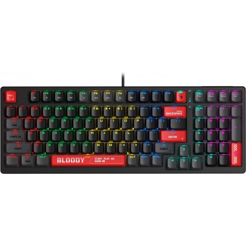 Механическая клавиатура A4Tech S98 RED для геймеров с LED подсветкой и USB подключением (1.8м)