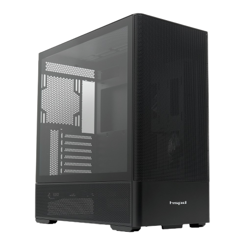 Корпус без блока питания/ Case HSPD M712, Mesh Mid Tower, Black, TG, 0.6 SPCC, no fans, E-ATX, ATX, mATX, mITX, 175/410/160mm, 2x2.5", 2x3.5", 7xPCI, 2xUSB-A 3.0, 476x225x455mm HSPD
