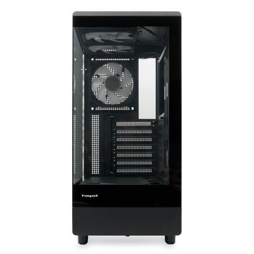Корпус без блока питания/ Case HSPD F510, Panoramic Mid Tower, Black, TG, 0.5 SPCC, 3x120mm ARGB (Orbis F1) ATX, mATX, mITX 180/280/160mm 1x2.5", 1x3.5", 7xPCI 2xUSB-A 3.0 356x218x467mm HSPD