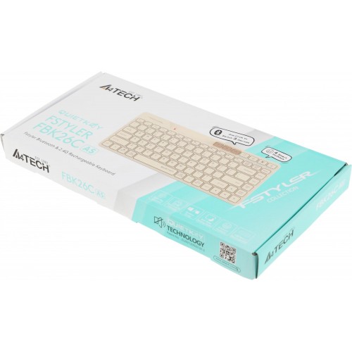 Клавиатура A4Tech FBK26C AS: Бежевый USB Беспроводной Slim Multimedia Модель для Удобства и Стиля