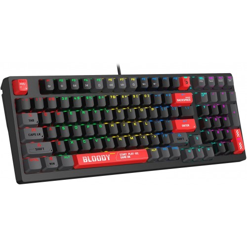 Механическая клавиатура A4Tech S98 RED для геймеров с LED подсветкой и USB подключением (1.8м)