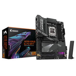 Материнская плата/ X870 AORUS ELITE WIFI7, Socket AM5, AMD X870, 4xDDR5-5200, HDMI, 3xPCI-Ex16, 4xSATA3(RAID 0/1/10), 4xM.2, 6 Ch Audio, 1x2,5GLan, (4+4)xUSB2.0, (6+2)xUSB3.2, (2+1)xUSB Type-C™, ATX, RTL