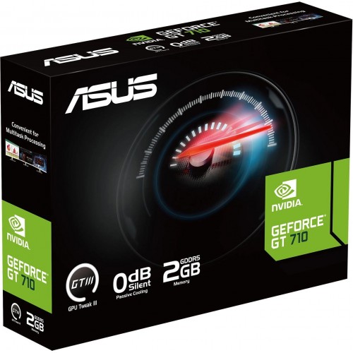 Купить видеокарту Asus GT 710 2Gb GDDR5 - NVIDIA GeForce, PCI-E 2.0, низкопрофильная, DVI/HDMI/CRT, идеальна для офисных ПК