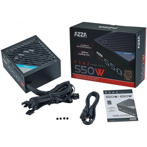 Блок питания Azza ATX 550W PSAZ-550W с 80+ Bronze, APFC и 120мм вентилятором – надежное решение для вашего ПК