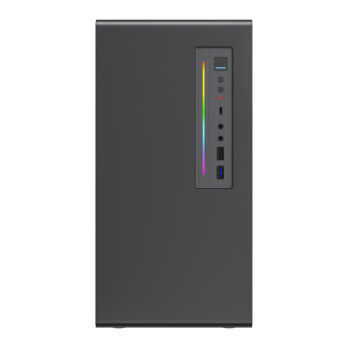 Корпус Foxline FL-728TG без блока питания, mATX, черный с USB 3.0, USB Type-C и ARGB подсветкой