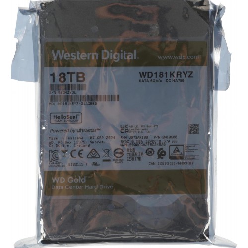 Жесткий диск WD SATA-III 18TB WD181KRYZ Server Gold 512E - 7200rpm, 512Mb, 3.5 для надежного хранения данных
