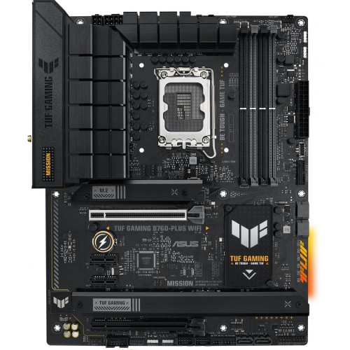 Материнская плата Asus TUF GAMING B760-PLUS WIFI для Intel 1700, 4xDDR5, ATX, 2.5G, RAID, HDMI, DP – идеальное решение для gamers и сборщиков ПК.