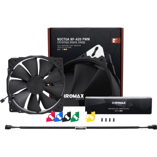 Кулер для корпуса/ Case Cooler Noctua NF-A20 PWM chromax.black.swap (200x200x30mm, 4-pin PWM, 86.46CFM, 18.1dBA, 800RPM, Black)