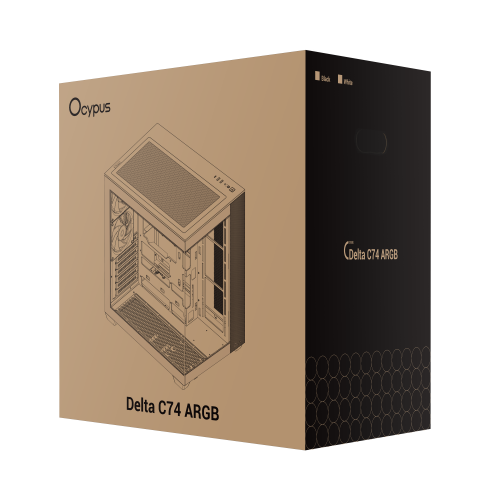 Корпус ПК Ocypus Delta C74 BK ARGB – Midi-Tower с RGB подсветкой, 2xUSB-A 3.0 и USB-C 3.1, совместимый с ATX, mATX, mITX