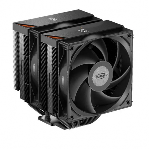 Кулер для процессора/ CPU Cooler PCCooler RT620 Digital BK (250W, 4-pin PWM, LED temp., 157mm, Al/Cu, 6x6mm, 2x120mm, 73.32CFM, 34.9dBA, 2200RPM, S: 1851/1700/1200/115X, AM5/AM4, black) PcCooler