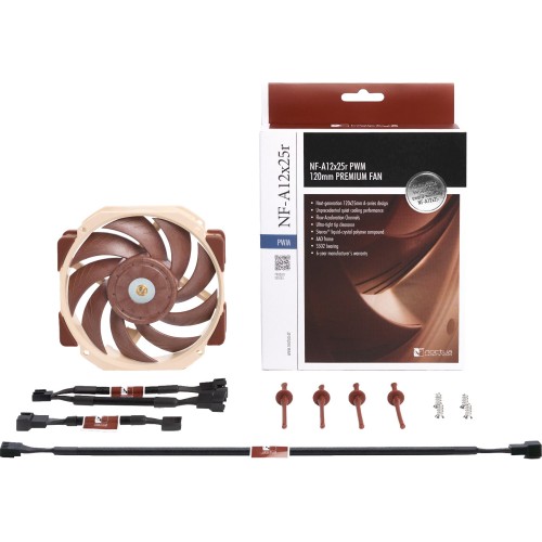 Кулер для корпуса/ Case Cooler Noctua NF-A12x25r PWM (120x120x25mm, 4-pin PWM, 60.1CFM, 22.6dBA, 2000RPM, Beige/Brown)