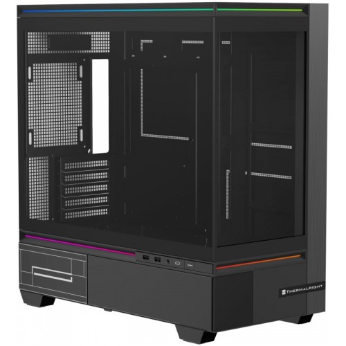 Корпус без блока питания/ Case Thermalright M10 Vision, Mini-Tower, TG, LCD, ARGB, no fans, 2xUSB-A 3.0, 1xUSB Type-C, mATX, mITX Black