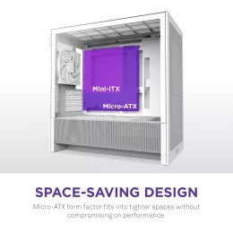 Корпус без блока питания/ Case NZXT H3 Flow (2025), Midi-Tower, TG, 1x120mm, 1xUSB-A 3.2 + 1xUSB-C 3.2, mATX, mITX White