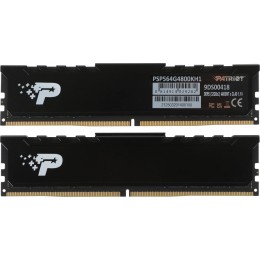 Память DDR5 2x32GB 4800MHz Patriot PSP564G4800KH1 Signature Premium RTL PC5-38400 CL40 DIMM 288-pin 1.1В kit single rank с радиатором Ret