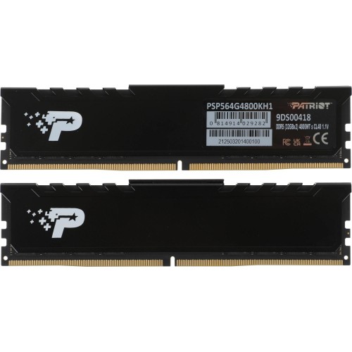 Память DDR5 64GB (2x32GB) 4800MHz Patriot PSP564G4800KH1 с радиатором - Высокопроизводительный комплект для ПК