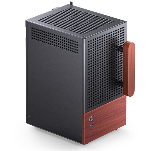 Корпус без блока питания/ Case JONSBO T6, Mini-Tower, 1x140mm, 1xUSB-A 3.0 + 1xUSB-C 3.2, mITX, wood panel + wooden handle Black JONSBO
