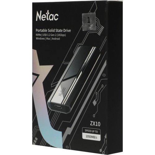 Накопитель SSD Netac USB-C 1TB NT01ZX10-001T-32BK ZX10 1.8" черный